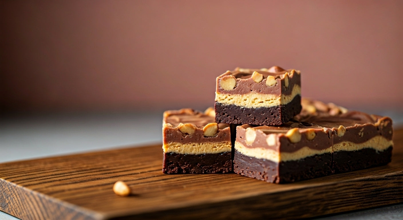 fudge squares with a peanut butter swirl