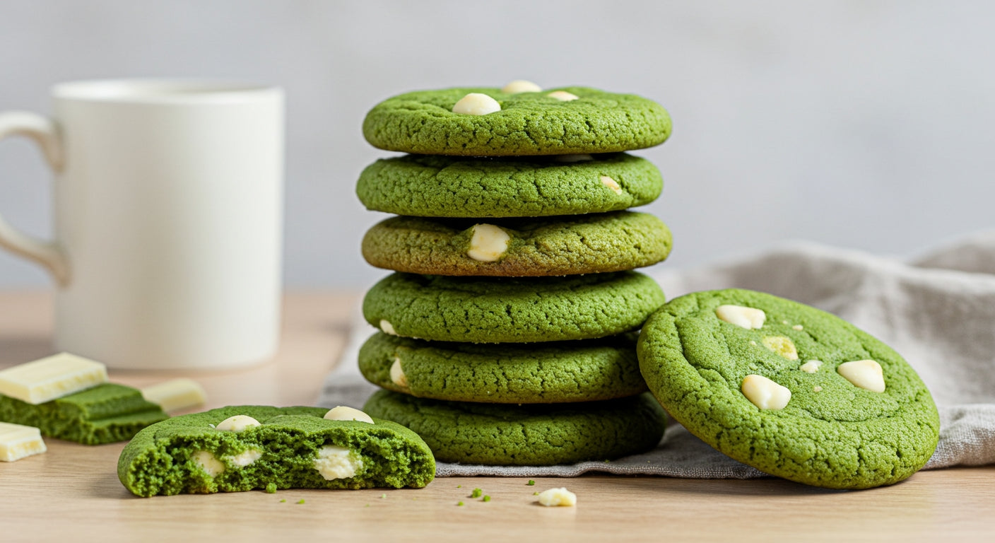 matcha and white chocolate cookies