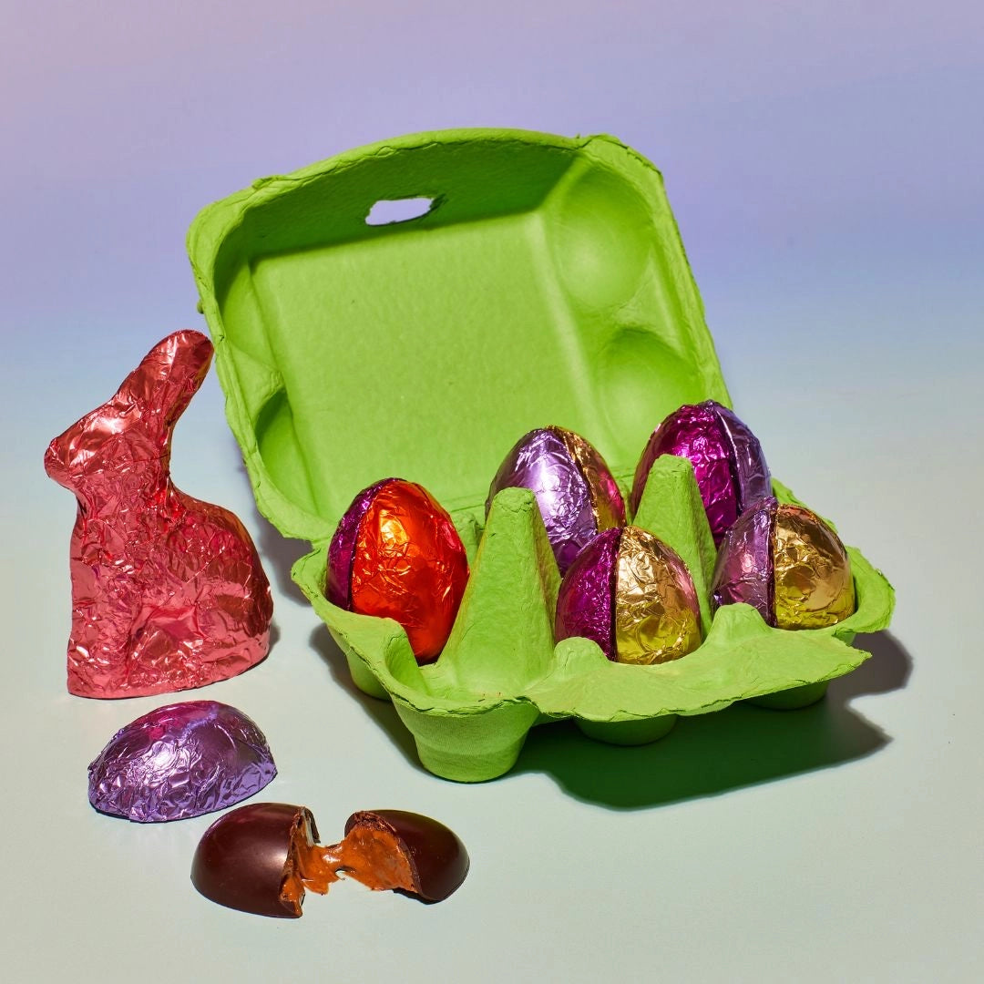 12 Vegan Filled Eggs + Vegan Chocolate Bunny (81%) - Organic