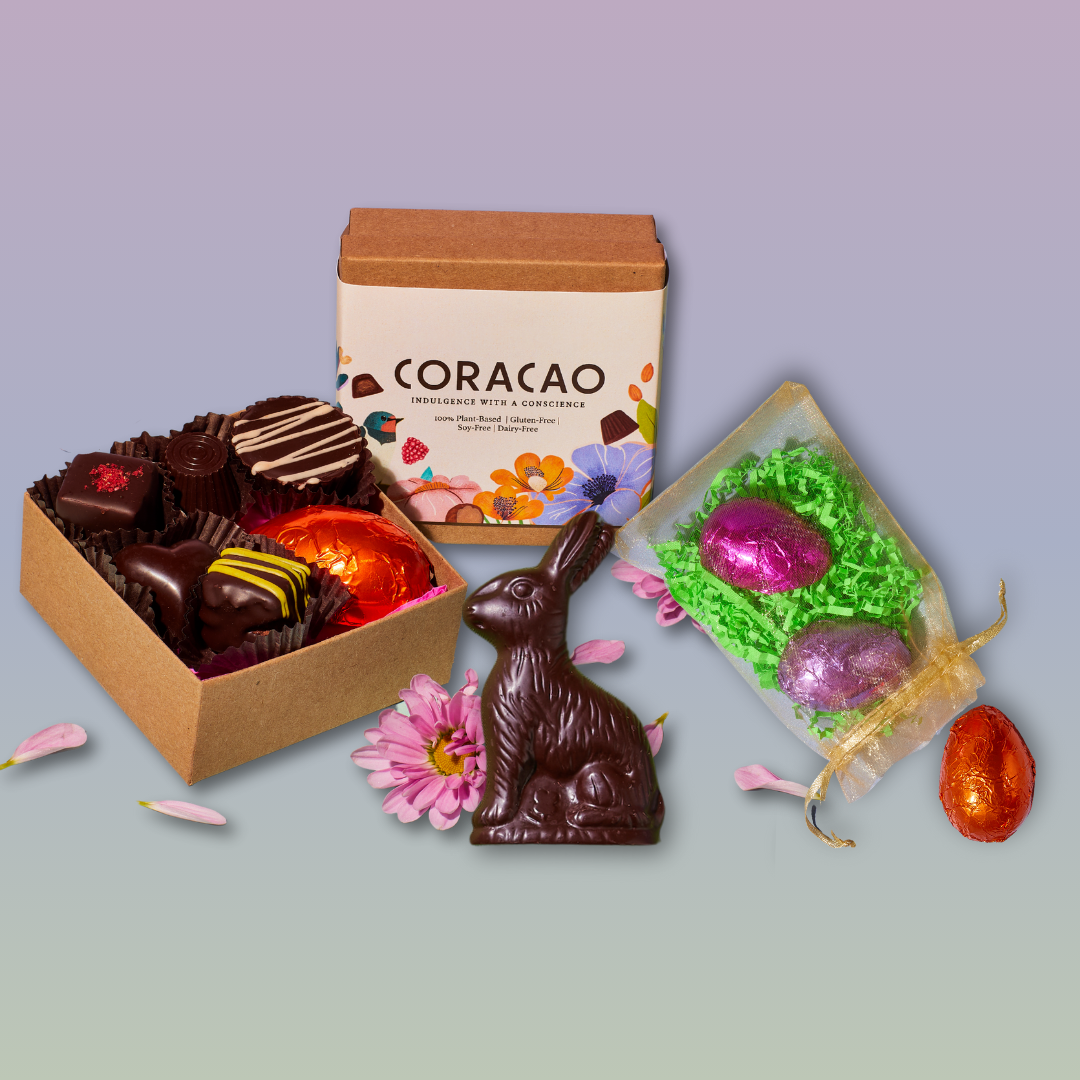 6pc Truffle Box + 3 Egg Pouch + Dark Chocolate Bunny