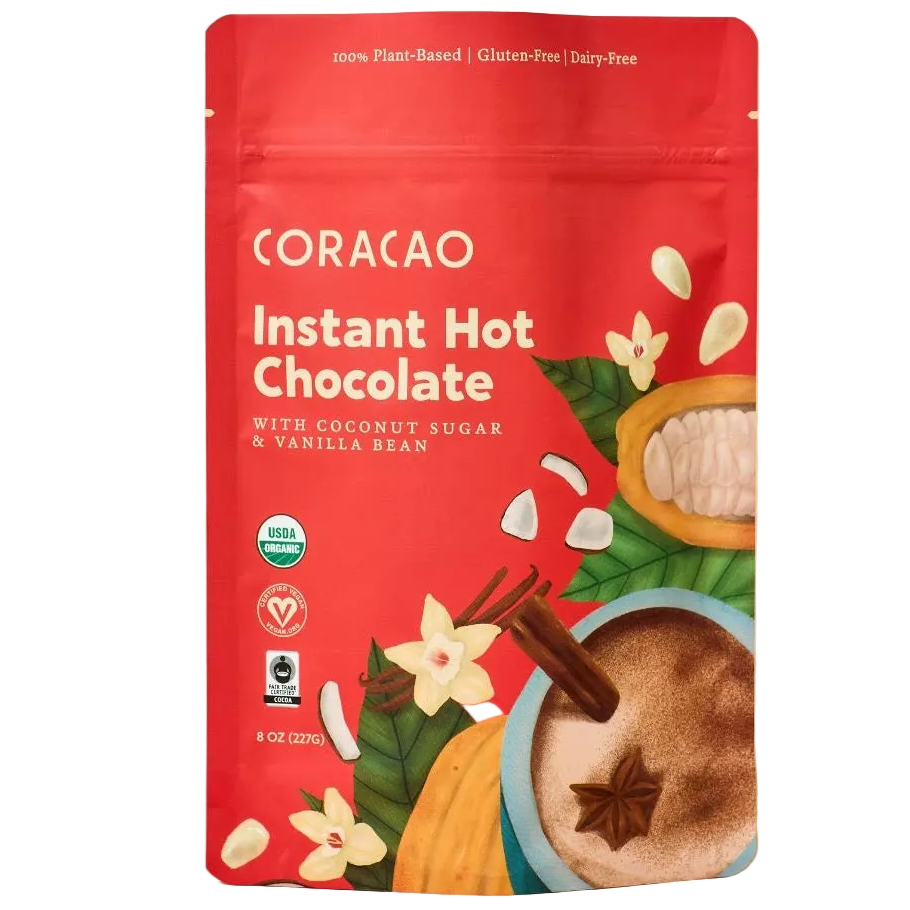 Vegan Hot Chocolate Gift Set, 3 Cozy Flavors, nutrition facts panel